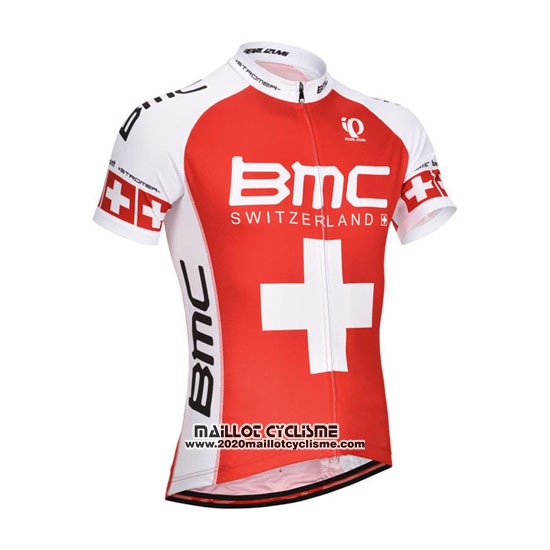 2014 Maillot Ciclismo BMC Champion Suisse Orange et Blanc Manches Courtes et Cuissard